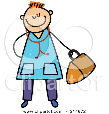 Royalty-Free (RF) Clipart Illustration of a Childs Sketch Of A Doctor by Prawny