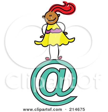 Royalty-Free (RF) Clipart Illustration of a Childs Sketch Of An Email Girl by Prawny