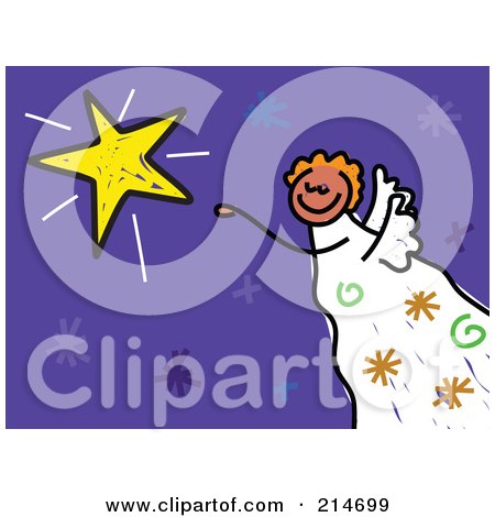 Royalty-Free (RF) Clipart Illustration of a Childs Sketch Of An Angel By A Star by Prawny