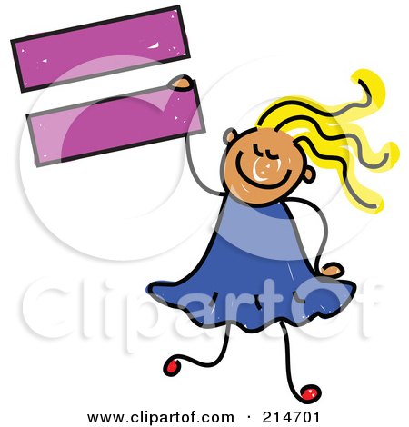 Royalty-Free (RF) Clipart Illustration of a Childs Sketch Of A Girl Holding An Equal Sign by Prawny