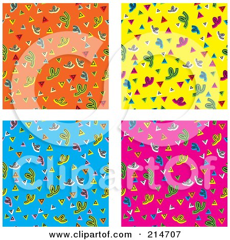 Royalty-Free (RF) Clipart Illustration of a Digital Collage Of Four Colorful Confetti Pattern Backgrounds by Cory Thoman