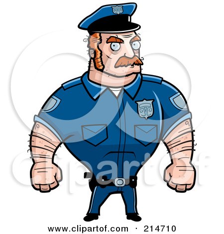 Royalty-Free (RF) Clipart Illustration of a Strong And Tough Male Cop by Cory Thoman