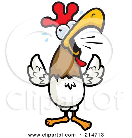 Royalty-Free (RF) Clipart Illustration of a Crowing Rooster Sweating by Cory Thoman