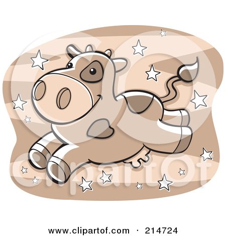 Royalty-Free (RF) Clipart Illustration of a Leaping Cow Over The Stars by Cory Thoman