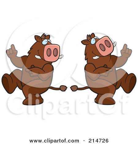 Royalty-Free (RF) Clipart Illustration of a Digital Collage Of A Dancing Boar In Different Poses by Cory Thoman