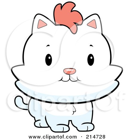 Royalty-Free (RF) Clipart Illustration of a Chubby White Kitten Facing Slightly Right by Cory Thoman