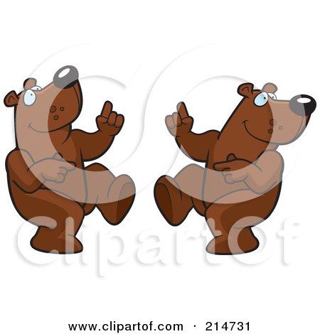 Royalty-Free (RF) Clipart Illustration of a Digital Collage Of A Dancing Bear In Different Poses by Cory Thoman