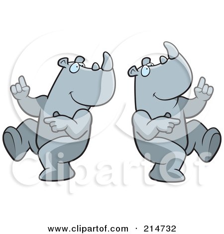 Royalty-Free (RF) Clipart Illustration of a Digital Collage Of A Dancing Rhino In Different Poses by Cory Thoman