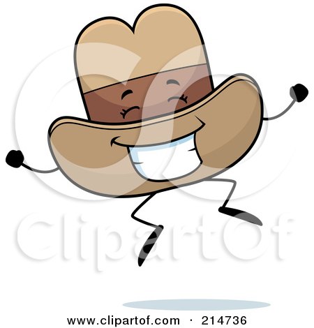 Royalty-Free (RF) Clipart Illustration of a Happy Jumping Cowboy Hat Character by Cory Thoman