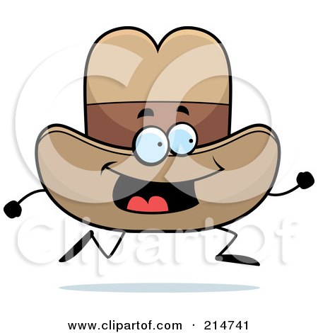 Royalty-Free (RF) Clipart Illustration of a Happy Running Cowboy Hat Character by Cory Thoman