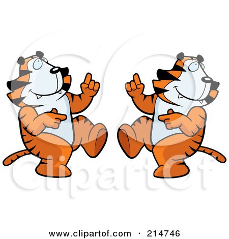 Royalty-Free (RF) Clipart Illustration of a Digital Collage Of A Dancing Tiger In Different Poses by Cory Thoman