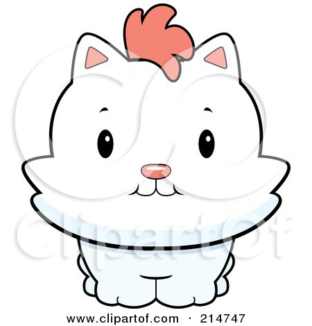 Royalty-Free (RF) Clipart Illustration of a Chubby White Kitten Facing Front by Cory Thoman