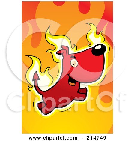 Royalty-Free (RF) Clipart Illustration of a Flaming Devil Dog by Cory Thoman