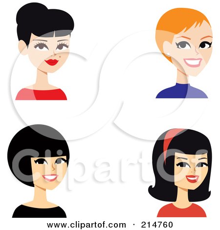 Royalty-Free (RF) Clipart Illustration of a Digital Collage Of Four Beautiful Ladies Smiling by Monica