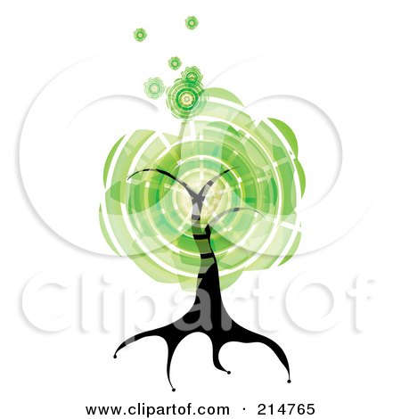 Royalty-Free (RF) Clipart Illustration of an Abstract Green Circle Tree by MilsiArt