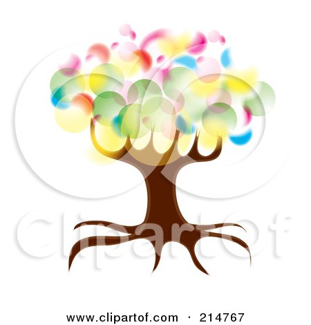Royalty-Free (RF) Clipart Illustration of a Colorful Bubbly Circle Tree by MilsiArt