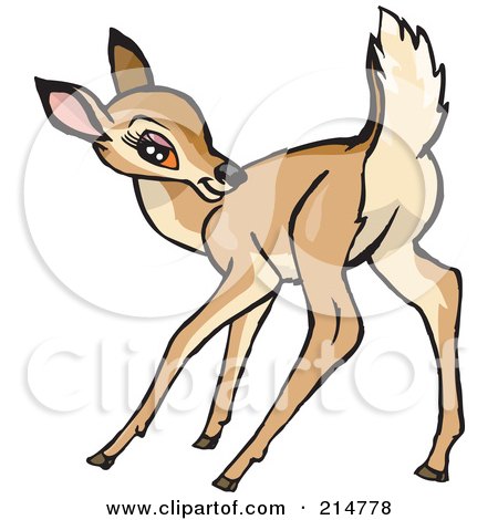 Royalty-Free (RF) Clipart Illustration of a Cute Little Doe Deer Scratching Its Back by Dennis Holmes Designs