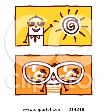 Royalty-Free (RF) Clipart Illustration of a Digital Collage Of Stick Business Men Wearing Summer Shades by NL shop