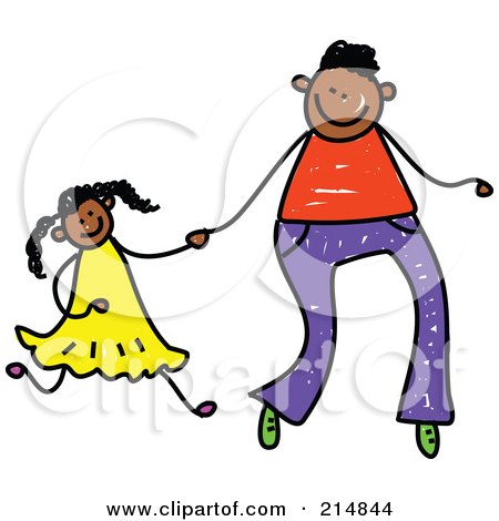Royalty-Free (RF) Clipart Illustration of a Childs Sketch Of A Father Holding Hands With His Daughter - 2 by Prawny