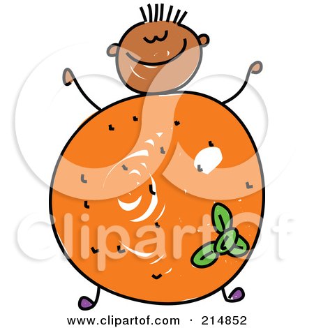 Royalty-Free (RF) Clipart Illustration of a Childs Sketch Of A Boy With An Orange Body by Prawny