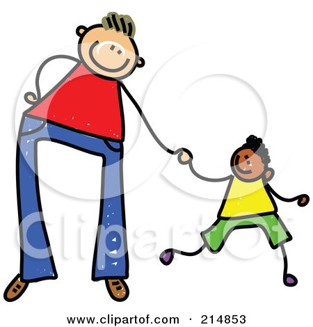 Royalty-Free (RF) Clipart Illustration of a Childs Sketch Of A Father Holding Hands With His Son - 3 by Prawny