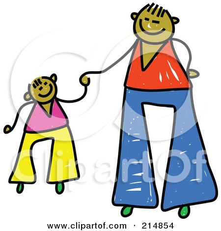 Royalty-Free (RF) Clipart Illustration of a Childs Sketch Of A Father Holding Hands With His Son - 2 by Prawny