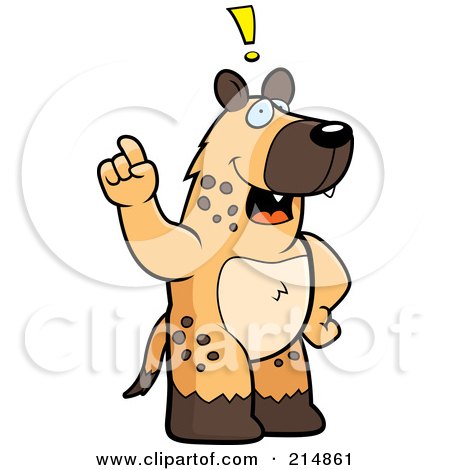 Royalty-Free (RF) Clipart Illustration of a Big Hyena Standing On His Hind Legs, Holding His Finger Up With An Idea by Cory Thoman