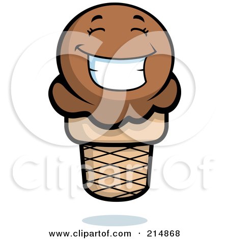 Royalty-Free (RF) Clipart Illustration of a Happy Chocolate Ice Cream Cone Character by Cory Thoman