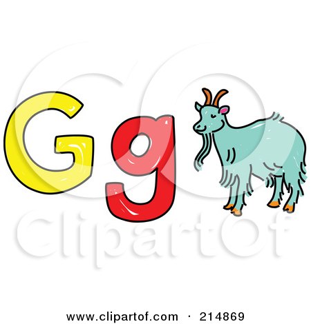 Royalty-Free (RF) Clipart Illustration of a Childs Sketch Of G Is For Goat by Prawny