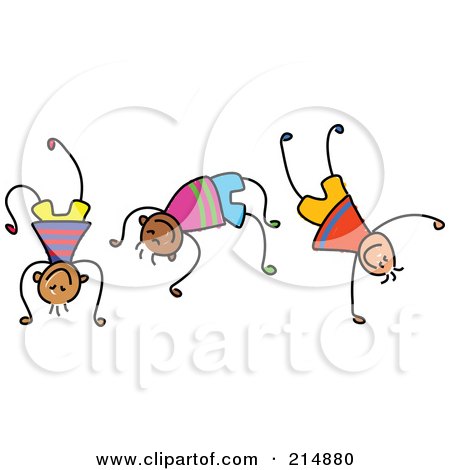 Royalty-Free (RF) Clipart Illustration of a Childs Sketch Of Three Boys - 2 by Prawny
