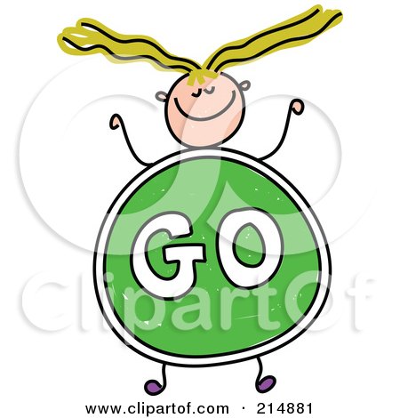 Royalty-Free (RF) Clipart Illustration of a Childs Sketch Of A Girl With A Go Sign Body by Prawny