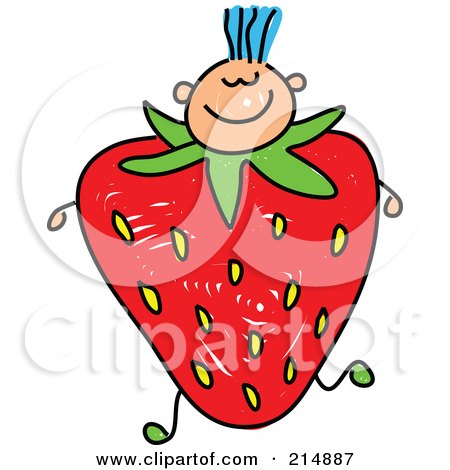 Royalty-Free (RF) Clipart Illustration of a Childs Sketch Of A Boy With A Strawberry Body by Prawny
