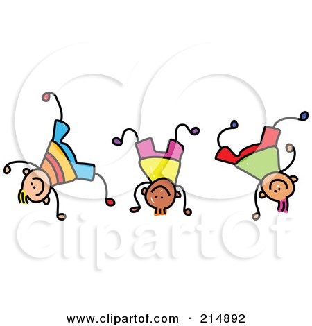 Royalty-Free (RF) Clipart Illustration of a Childs Sketch Of Three Boys - 3 by Prawny