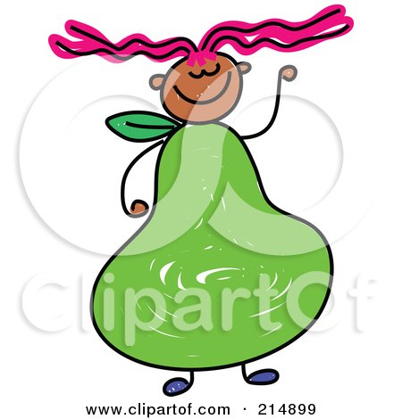 Royalty-Free (RF) Clipart Illustration of a Childs Sketch Of A Girl With A Pear Body by Prawny
