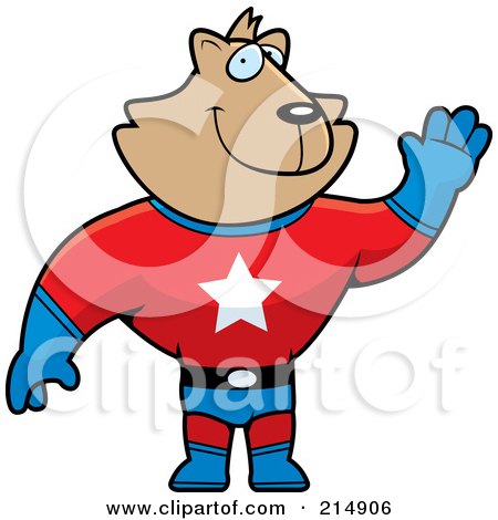 Royalty-Free (RF) Clipart Illustration of a Super Hero Cat Waving by Cory Thoman