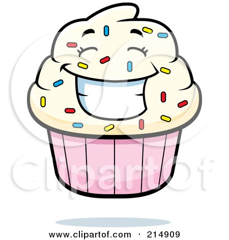 Royalty-Free (RF) Clipart Illustration of a Happy Cupcake Character by Cory Thoman