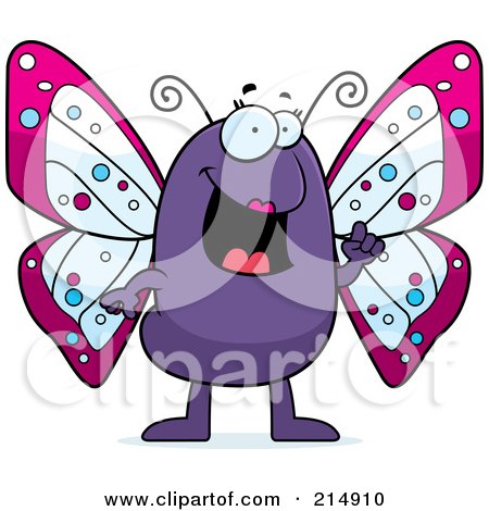 Royalty-Free (RF) Clipart Illustration of a Butterfly With An Idea, Gesturing With A Finger by Cory Thoman