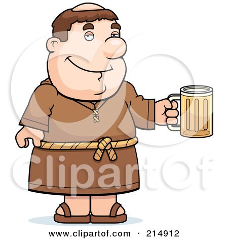 Royalty-Free (RF) Clipart Illustration of a Friar Man Holding A Beer Mug by Cory Thoman