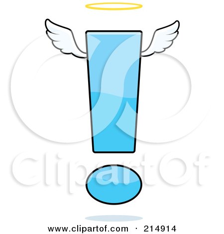 Royalty-Free (RF) Clipart Illustration of an Angelic Blue Exclamation Point With A Halo by Cory Thoman