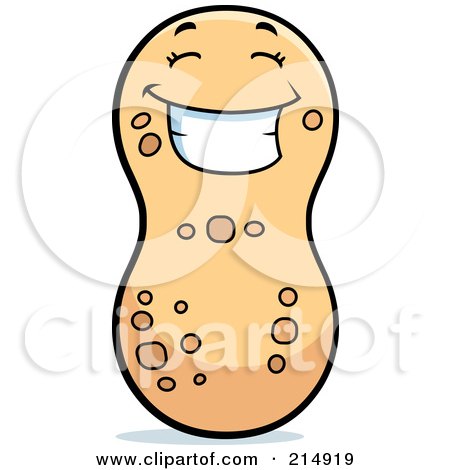 Royalty-Free (RF) Clipart Illustration of a Happy Peanut Character by Cory Thoman