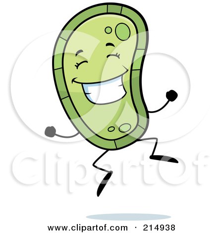 Royalty-Free (RF) Clipart Illustration of a Happy Jumping Germ Character by Cory Thoman