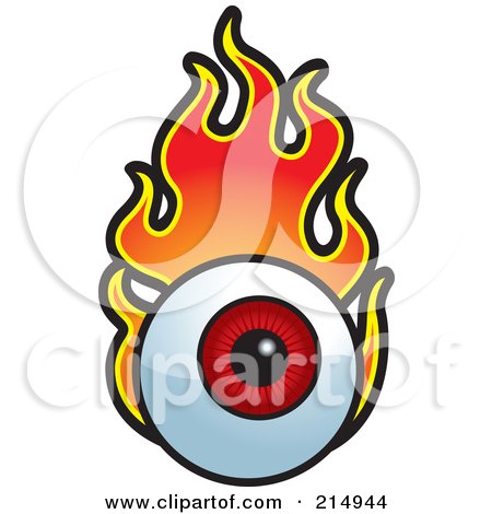 Royalty-Free (RF) Clipart Illustration of a Flaming Red Eyeball by Cory Thoman