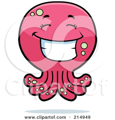 Royalty-Free (RF) Clipart Illustration of a Happy Octopus Character by Cory Thoman