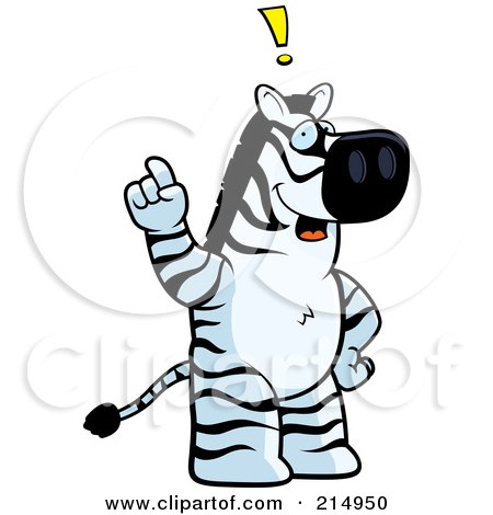 Royalty-Free (RF) Clipart Illustration of a Big Zebra Standing On His Hind Legs, Holding His Finger Up With An Idea by Cory Thoman
