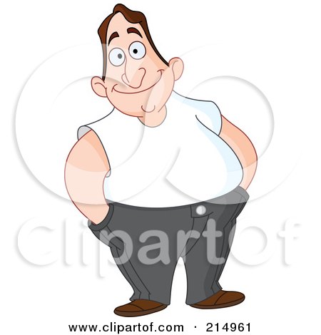 Royalty-Free (RF) Clipart Illustration of a Friendly Chubby Man In A White Shirt, His Hands In His Pocket by yayayoyo