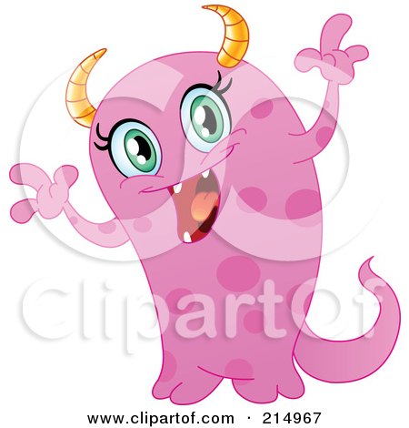 Royalty-Free (RF) Clipart Illustration of a Pink Female Monster With Horns by yayayoyo