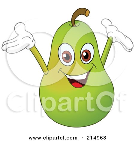 Royalty-Free (RF) Clipart Illustration of a Happy Pear Character Holding His Arms Up by yayayoyo