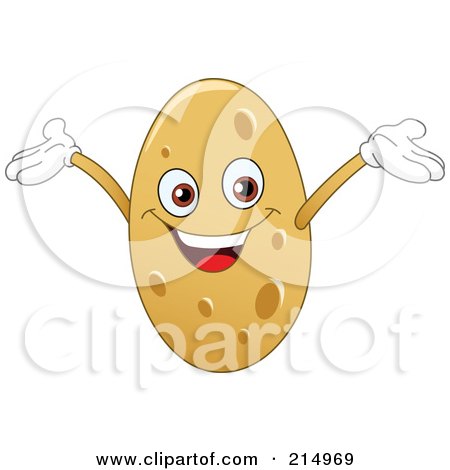 Royalty-Free (RF) Clipart Illustration of a Happy Potato Character Holding His Arms Up by yayayoyo