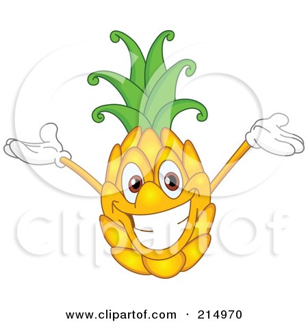 Royalty-Free (RF) Clipart Illustration of a Happy Pineapple Character Holding His Arms Up by yayayoyo