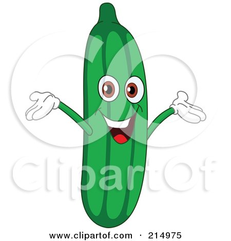 Royalty-Free (RF) Clipart Illustration of a Happy Cucumber Character Holding His Arms Up by yayayoyo